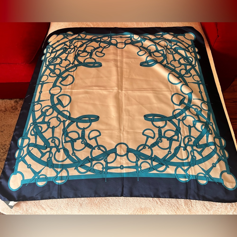 Elegant Blue and Cream Scarf